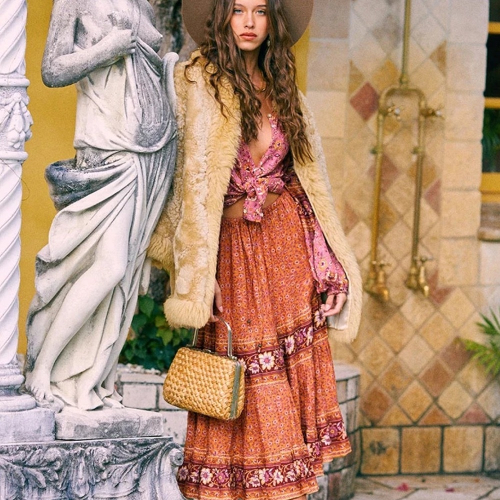 Gypsy Boho Floral Print LongSleeve button up top - Picture 6 of 11